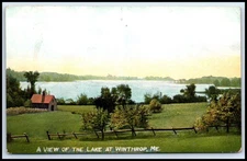 Postcard A VIEW OF THE LAKE AT WINTHROP, ME.   F76