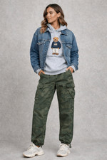 Vintage Ralph Lauren Polo Jeans Womens Gray/green Camo Ripstop Cargo Pants Size