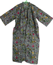Indian Cotton Hand Block Print Hippie Long Kimono Bath Robe Nightwear Gown Dress