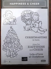 NEW Stampin Up HAPPINESS CHEER Christmas Holiday Rubber Stamp Set