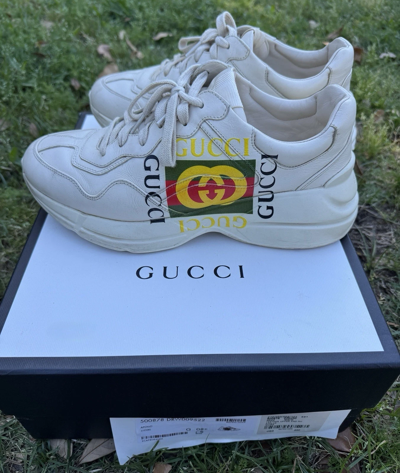 Baskets basses homme Gucci Rhyton Apollo logo vintage 9 US