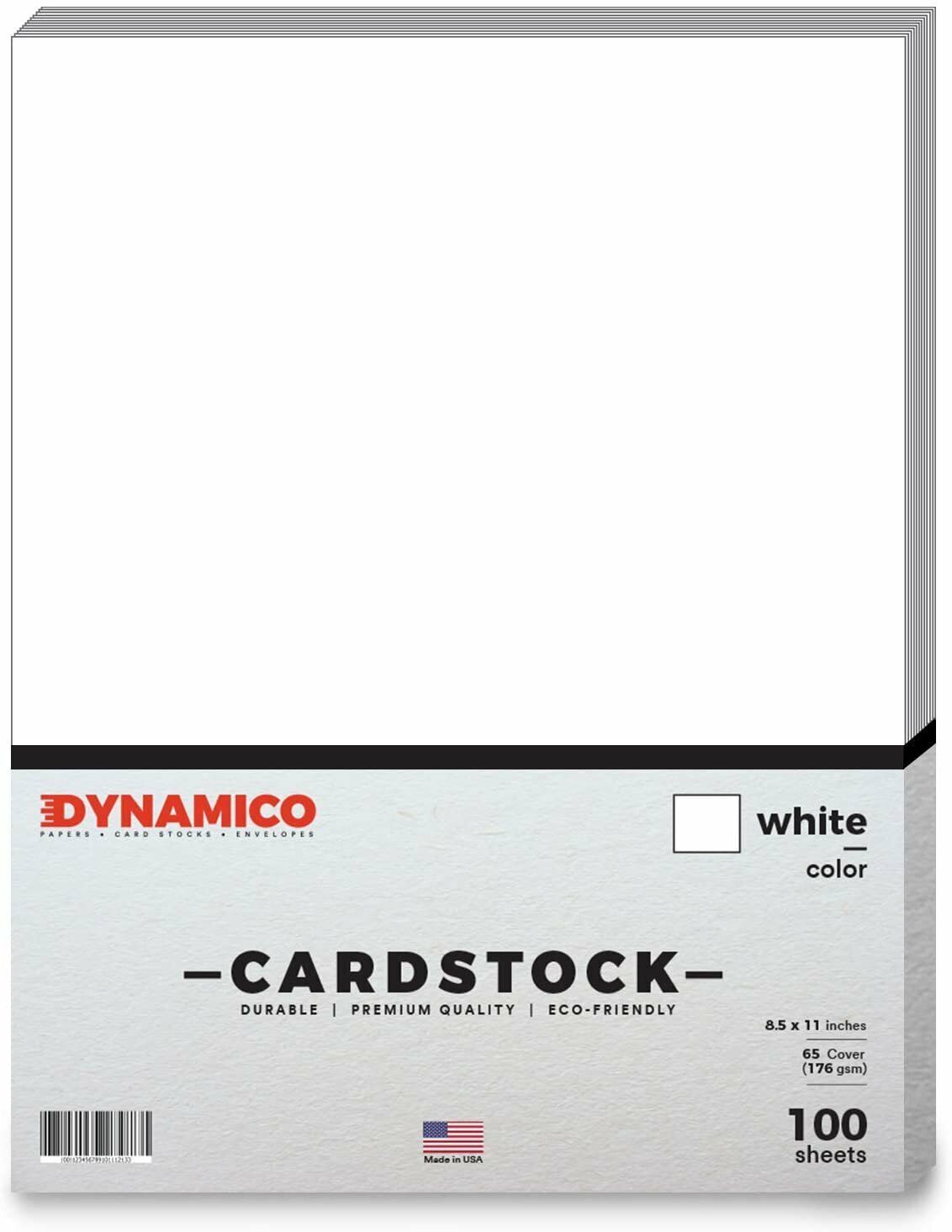 White Bright Color Cardstock, 65lb Cover (176GSM), 8.5 x 11, 100