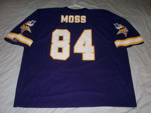 Randy Moss 84 Minnesota Vikings NFL Purple Logo Athletic Jersey Men's 2XL used - Picture 2 of 2