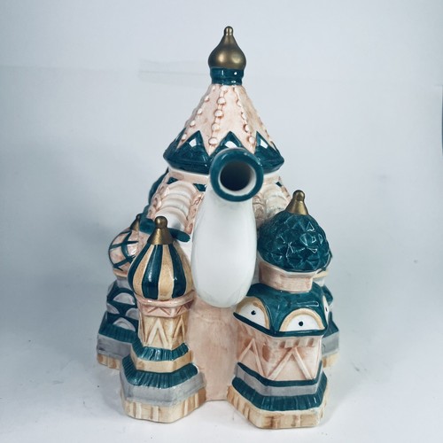 Vintage Applausi San Basilico Cattedrale Mosca Russia teiera ceramica alta 7,5” usata in ottime condizioni - Foto 7 di 10