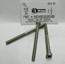 #10-24x2-1/2 Hex Socket Head Cap Screws Stainless Steel (10)