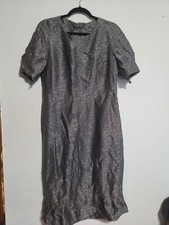 Ports 1961 Womens Pleated Sheath Dress Wrap Brown Greige Silver Size 12 Large