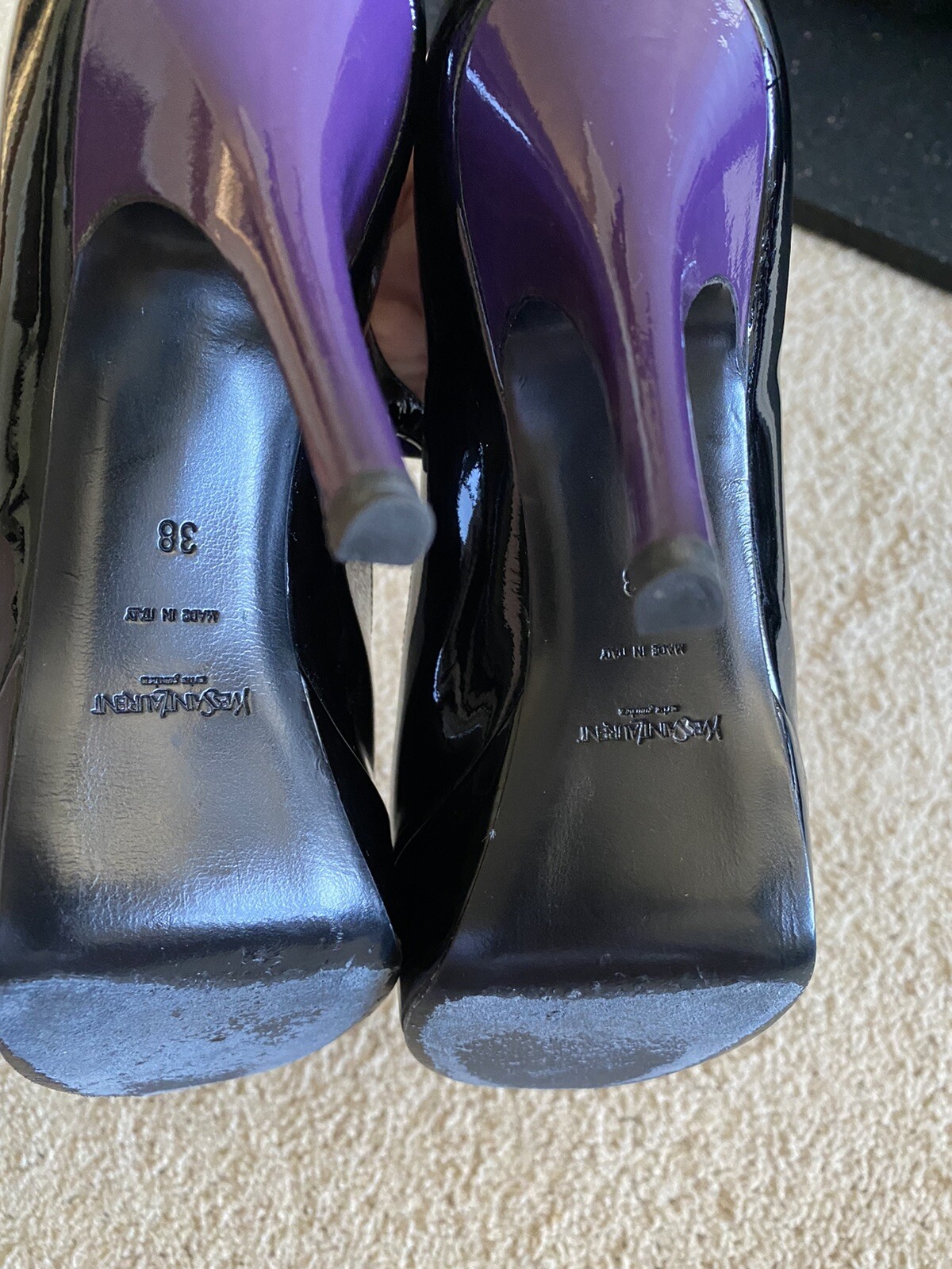 SAINT LAURENT YSL tribute tribtoo patent nero viola 38