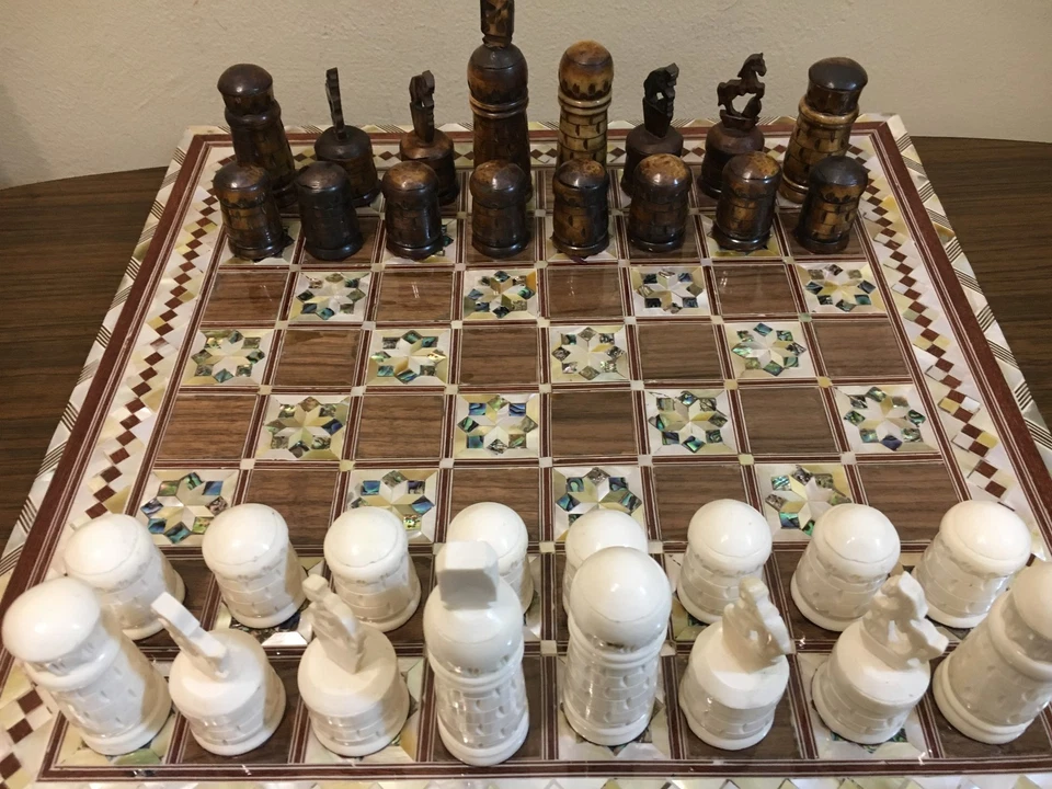 Шахматы ручной работы настоящая резьба кости верблюда - Изображение 4 из 4