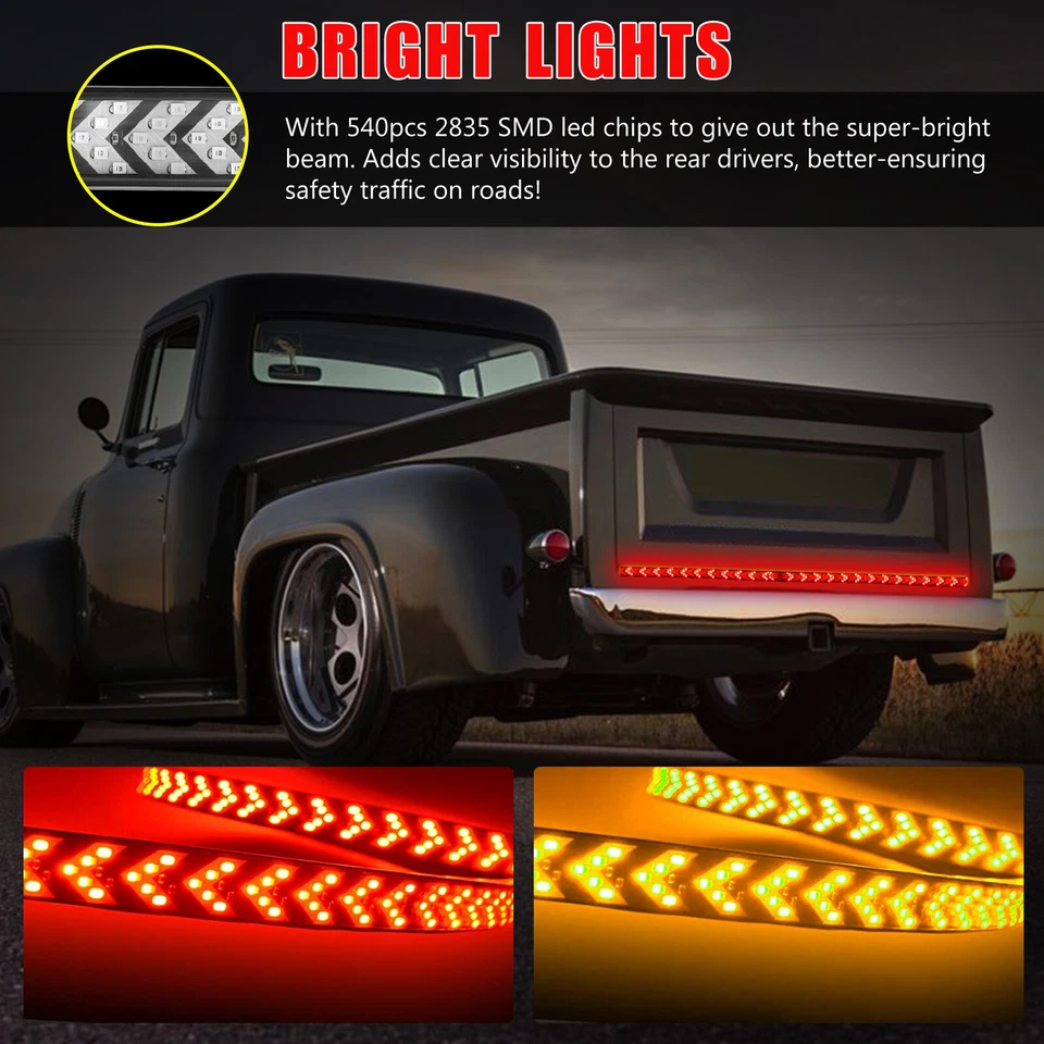 60" Tailgate LED Strip Bar Truck Stop Brake Turn Signal Tail Light For Toyota Foto 4 de 4