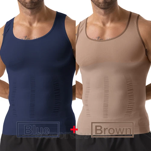 Herren Body Shaper Schlankmacher Shirt Kompression Weste Slim Shapewear Tank Top Girgle - Bild 44 von 46