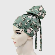 Doctor Nurse Bouffant Hat Surgical Scrub Cap Adjustable Head Cover with Buttons