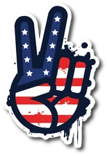 1960's PEACE SIGN Vintage Style Vinyl DECAL Sticker USA Flag Hippie Window Truck