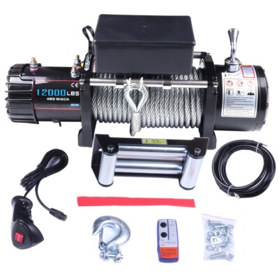 Electric Winch For 81-18 Jeep Steel Rope Off Road 4WD 12V Towing 12000LBS