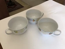 3 GUY DEGRENNE PORCELAIN SPECIAL LAVE VAISSELLE MUGS/CUPS  FRUIT MOTIF