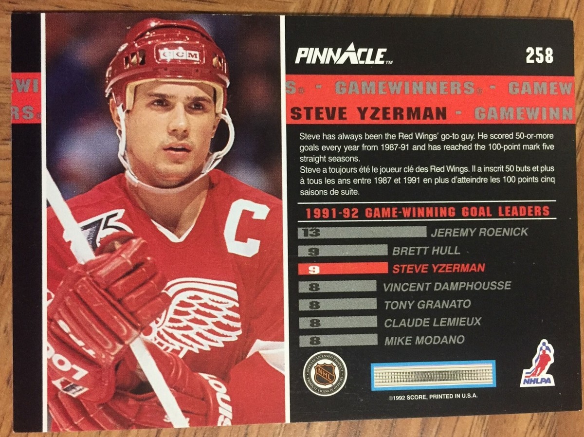 92 93 Pinnacle STEVE YSERMAN Game Winners Hockey card #258 Detroit