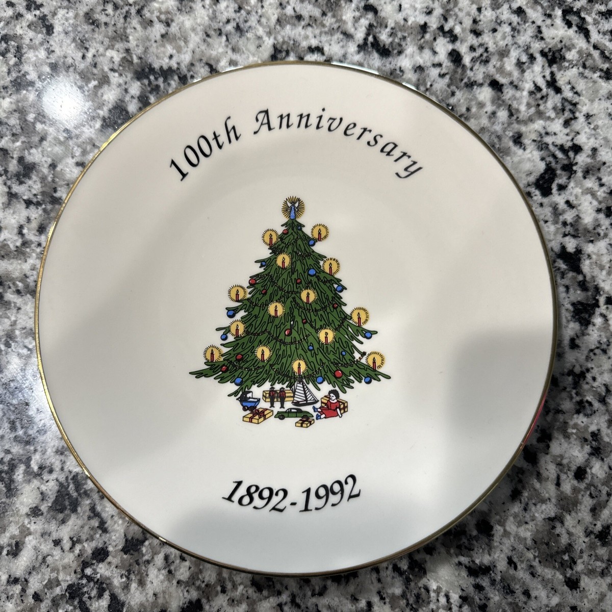 工芸品 100th anniversary of Christmas plate 100th Yr. Anniversary B C Clark Christmas Tree. Limited