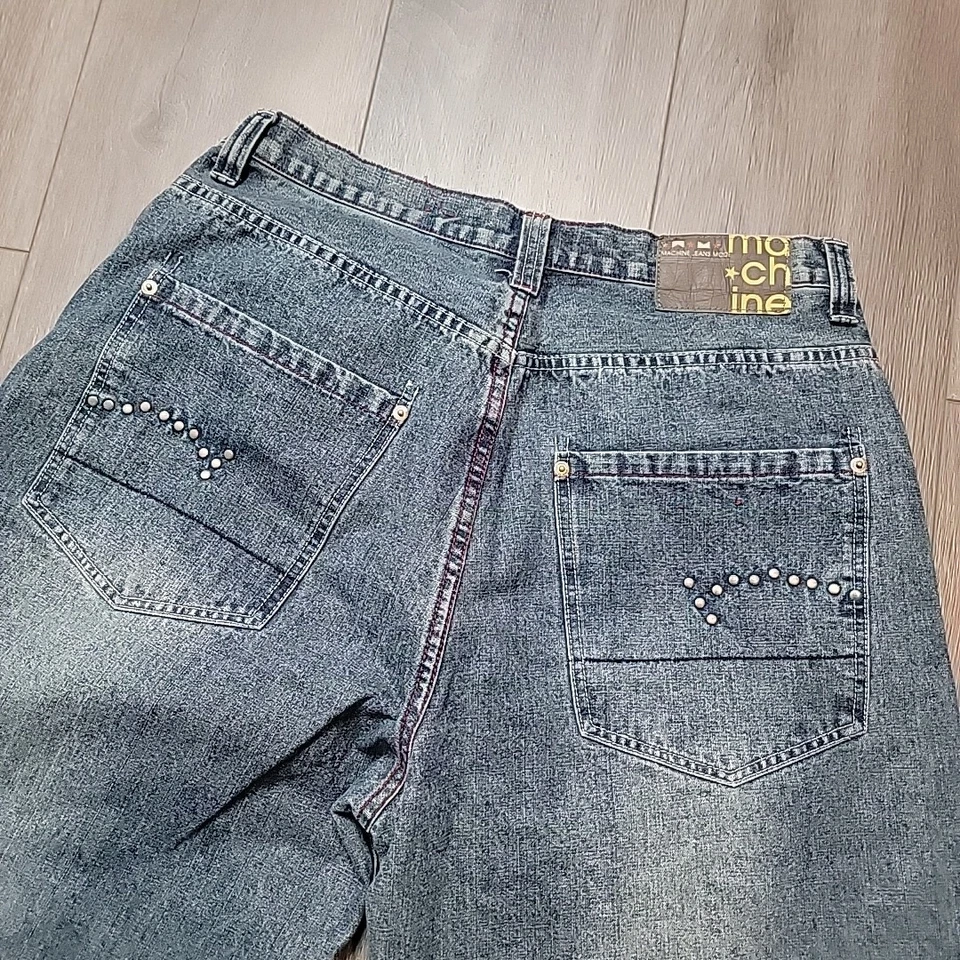 Machine Jeans Co 38x34 Suelto Estilo Jnco Y2k Hip Hop Patín Desvanecimiento Distress Foto 4 de 4