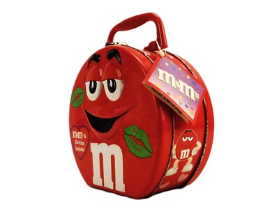 M&Ms Valentine Lunch Box, Red Plain Character With Green Smooches