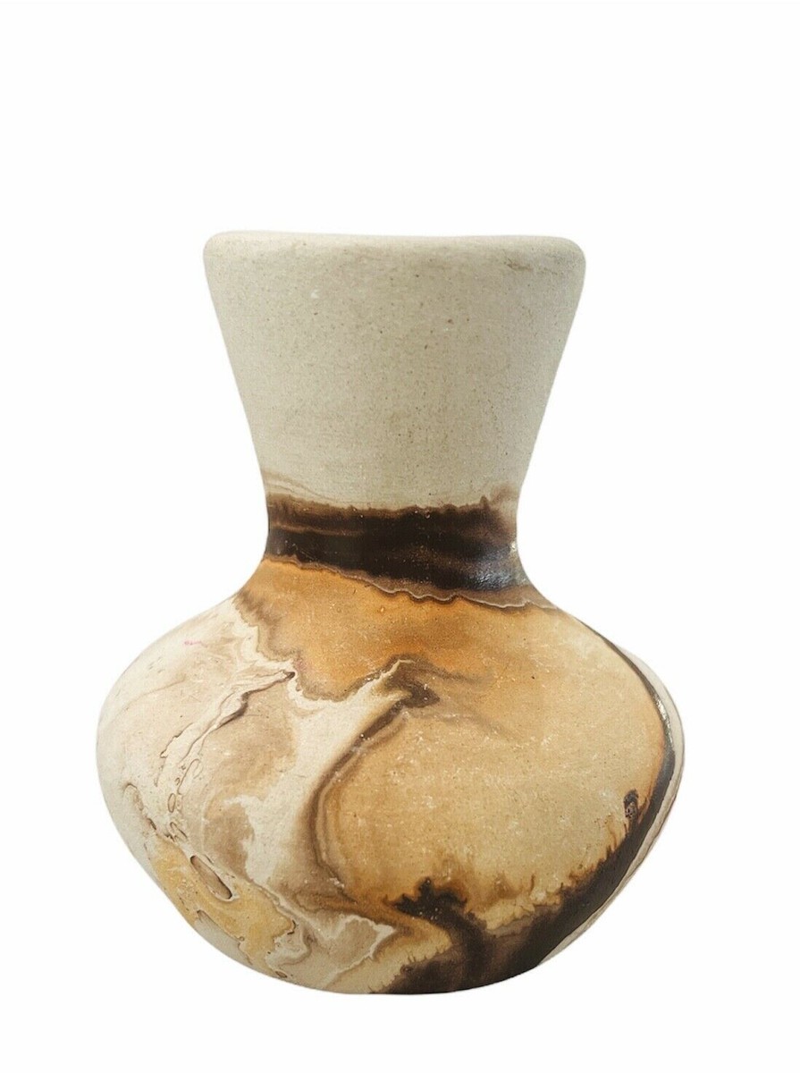 Vintage Nemadji Pottery Hand Made Native Clay Swirl VASE 3.5