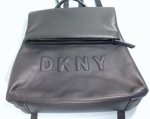 dkny black leather backpack