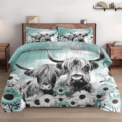 Comforter Set Size with 2 Pillowcases, Buffalo Bull Farm Daisy 3 King Multi 2-image