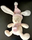 19. NICOTOY RABBIT PINK ECRU PLUSH BLANKET BEANIE POMPOM WHITE BEADS VF