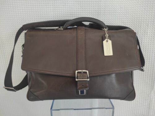 COACH 70304 Briefcase / Flap Type Natural Grab Tan Shoulder Leather Dark Brown - Afbeelding 1 van 12