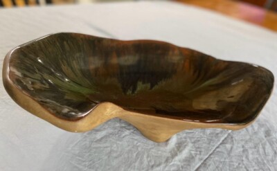 Mid Century Flora Eckert Hammat Original Art Pottery Green Bowl Signed #337