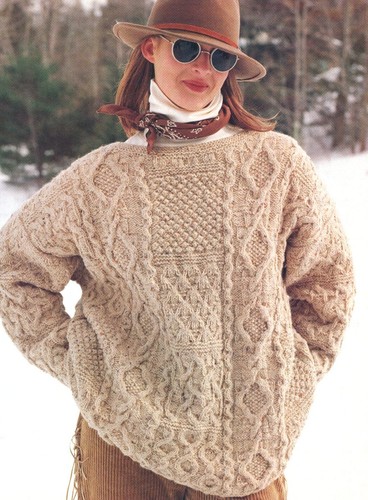Aran Patchwork Sampler Sweater ~ S/M/L 