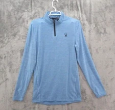 Spyder Active 1/4 Zip Pullover Shirt Mens Medium Blue Base Layer Performance