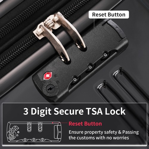 Hardshell Luggage Sets 3 Pcs Spinner Suitcase With TSA Lock Lightweight 20x24x28 - Picture 116 of 158