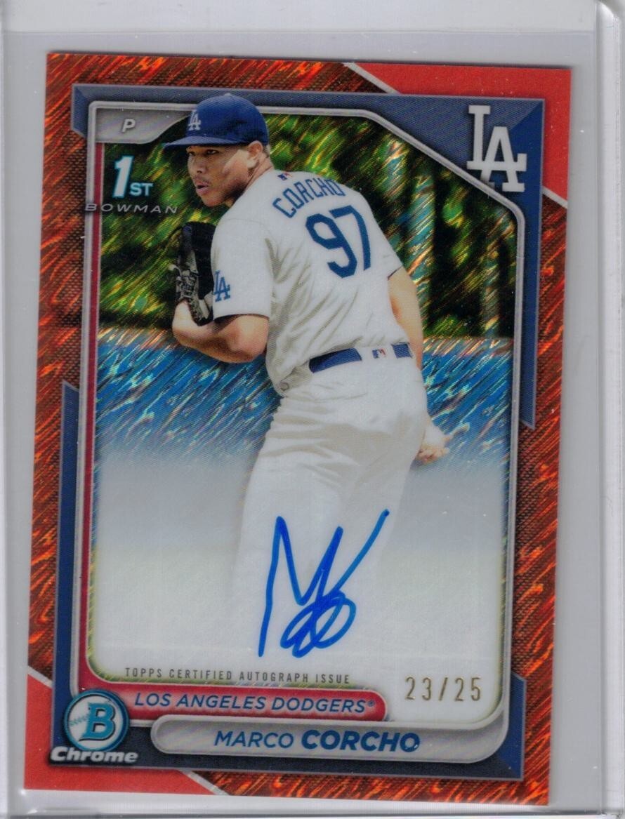 2024 BOWMAN CHROME MARCO CORCHO AUTO RC ORANGE SHIMMER REFRACTOR #23/25 1st