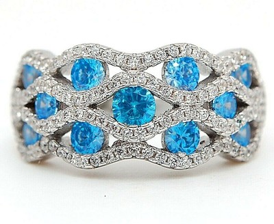 2 kt Blautopas & Topas 925 massiv Sterlingsilber Ring Schmuck Gr. 7 MK1-2