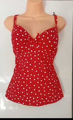 BNWT Pour Moi Mini Maxi Tankini Top 32G Underwired Red white Spot