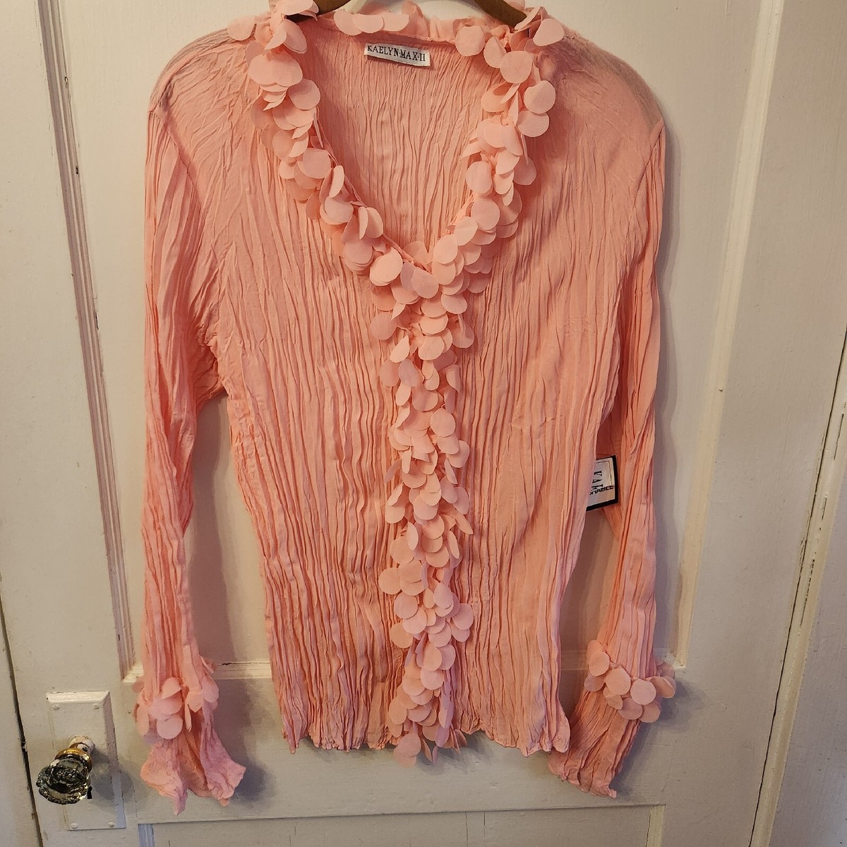 NWT Kaelyn Max II Women's 1X Pink Crinkle Circle Ruffle Fringe