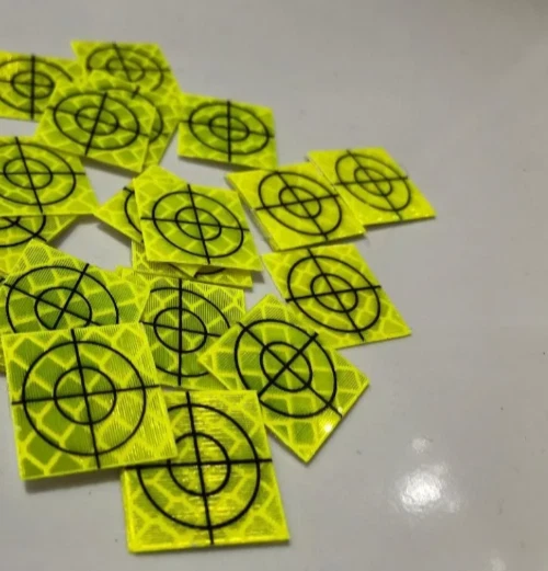 Yellow Retro Survey Targets 30x30mm.Pack of 100. Adhesive For Total Stations EDM