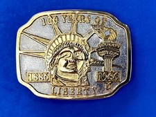 100 Years Of Liberty Patriotic Gold And Silver Color Vintage Belt Buckle