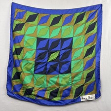 Nina Ricci Paris 100 Silk Scarf 30" Square Handrolled Hem Geometric Art Design