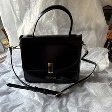 Nine West Black Satchel Top Handle Bag Gold-Tone Hardware Detachable Strap