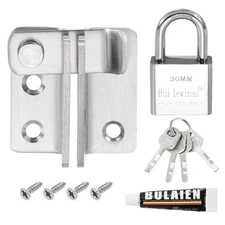 1Pcs Flip Latches, 2.4in Safety Door Lock Catch with Padlock[Left Open, Silver]