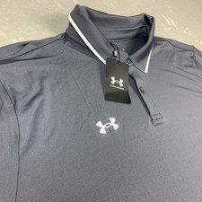 Under Armour Team Tipped Polo Shirt Mens 2XL Gray Loose Short Sleeve Performance