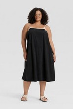Ava & Viv Black Midi Slip Dress NWT Plus Size Minimalist Summer Dress