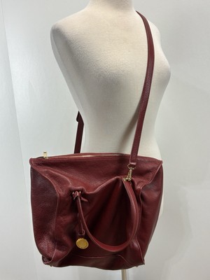 Laura Di Maggio Red Leather Bag Crossbody Purse Made In Italy Classic Dump
