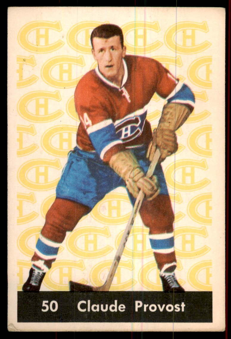Claude Provost #50 Hockey Cards 1961 Parkhurst trading card — raw and PSA graded price guide