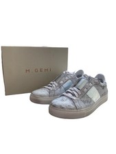 M. Gemi Women s The Volata Silver Leather Sneaker Size IT 42