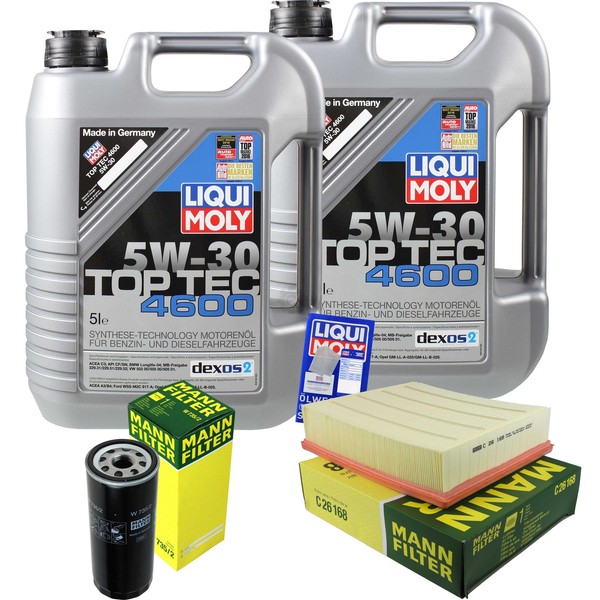 Mann Inspektionspaket 10L Liqui Moly Top Tec 5W-30 FüR Audi A6 Avant S6 Quattro-image
