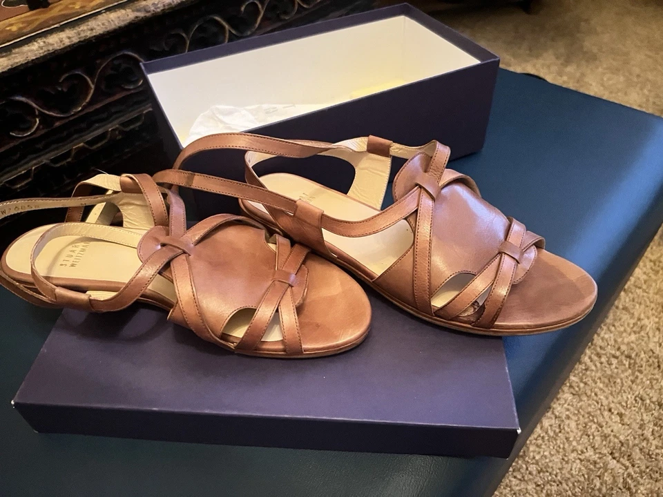 NWOB Stuart Weitzman Women's Greek Huarache Sandal 9M MSRP $365.00 Brown Leather - Image 3 of 4