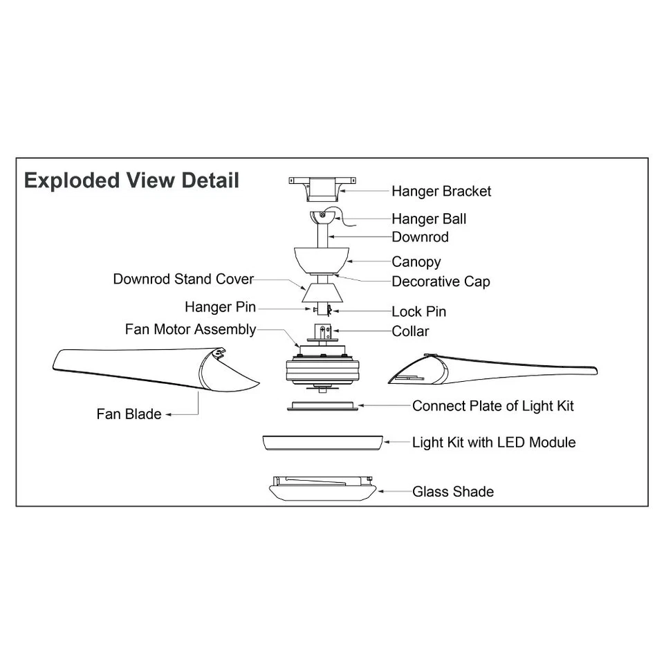 Odell 1-Light Ceiling Fan in Contemporary Style 14 Inches Tall and 52 Inches - Image 4 of 4