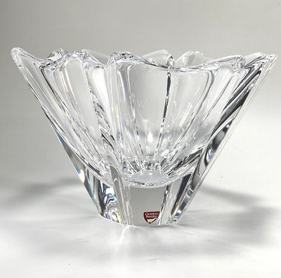 Stunning Orrefors Orion Crystal Decor Bowl Clear with Crystal Sparkling Colors