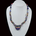Tibetan necklace blue lapis Coral stone necklace Vintage Style Nepali Necklace